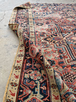 7'1 x 9' Antique Persian Heriz rug #2409 / 7x9 Vintage Rug - Blue Parakeet Rugs