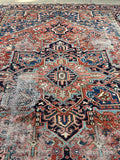 7'2 x 10'1 Antique Persian Heriz Rug #2758 - Blue Parakeet Rugs