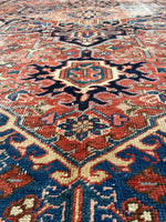 7'2 x 10'1 Antique Persian Heriz Rug #2758 - Blue Parakeet Rugs