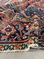 7'2 x 10'1 Antique Persian Heriz Rug #2758 - Blue Parakeet Rugs