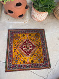 2'1 x 2'2 Vintage Square Turkish rug #2081 / 2x2 Vintage Rug - Blue Parakeet Rugs