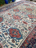 11'6 x 17'9 Antique Persian Bidjar Rug #2629 / 12x18 Vintage Rug - Blue Parakeet Rugs