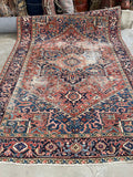 7'2 x 10'1 Antique Persian Heriz Rug #2758 - Blue Parakeet Rugs