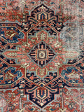 7'2 x 10'1 Antique Persian Heriz Rug #2758 - Blue Parakeet Rugs