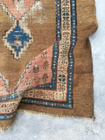 2'6 x 4' Antique Persian Camel Hair Rug - Blue Parakeet Rugs