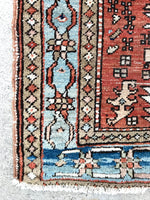 3'8 x 4'1 antique Persian Heriz (#1096ML) / 3x4 vintage rug - Blue Parakeet Rugs