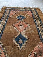 2'6 x 4' Antique Persian Camel Hair Rug - Blue Parakeet Rugs