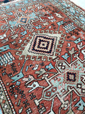 3'8 x 4'1 antique Persian Heriz (#1096ML) / 3x4 vintage rug - Blue Parakeet Rugs