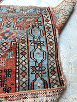 3'8 x 4'1 antique Persian Heriz (#1096ML) / 3x4 vintage rug - Blue Parakeet Rugs