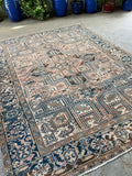 7x9 Persian Heriz Rug #2759 - Blue Parakeet Rugs