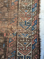 2'7 x 3'10 worn nomadic Baluch rug (#1232) / 3x4 vintage rug - Blue Parakeet Rugs