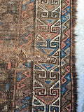 2'7 x 3'10 worn nomadic Baluch rug (#1232) / 3x4 vintage rug - Blue Parakeet Rugs