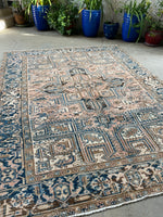 7x9 Persian Heriz Rug #2759 - Blue Parakeet Rugs