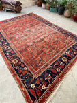 7x10 Antique Persian Malayer rug #2235 / 7x10 Vintage Rug - Blue Parakeet Rugs