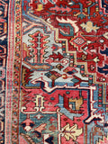 6'10 x 10'2 Antique Persian Heriz with French Blue corners #2631ML - Blue Parakeet Rugs
