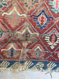 3'1 x 4'5 antique Caucasian rug / small vintage rug - Blue Parakeet Rugs