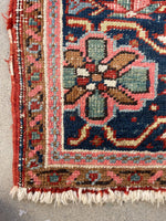 6'10 x 10'2 Antique Persian Heriz with French Blue corners #2631ML - Blue Parakeet Rugs