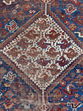 7'3 x 9'5 Worn Antique Persian Rug #2761 - Blue Parakeet Rugs