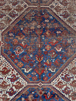 7'3 x 9'5 Worn Antique Persian Rug #2761 - Blue Parakeet Rugs