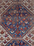 7'3 x 9'5 Worn Antique Persian Rug #2761 - Blue Parakeet Rugs