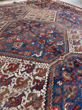 7'3 x 9'5 Worn Antique Persian Rug #2761 - Blue Parakeet Rugs