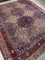 7'3 x 9'5 Worn Antique Persian Rug #2761 - Blue Parakeet Rugs