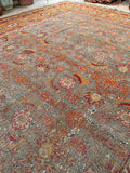 10x14 Antique worn Agra rug #2237 / 10x14 Vintage Rug - Blue Parakeet Rugs