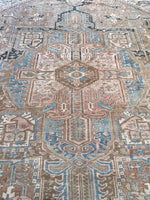 9'8 x 13'2 antique Persian Heriz - Blue Parakeet Rugs