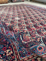 7'5 x 10'1 Antique Persian Paisley Mashhad rug #2238 / 8x10 Vintage Rug - Blue Parakeet Rugs