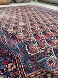 7'5 x 10'1 Antique Persian Paisley Mashhad rug #2238 / 8x10 Vintage Rug - Blue Parakeet Rugs