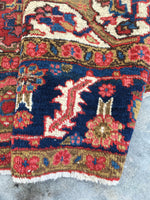 6'5 x 10'2 Deep Coral Persian Heriz / Large Antique Rug - Blue Parakeet Rugs