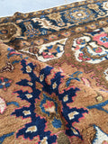 6'5 x 10'2 Deep Coral Persian Heriz / Large Antique Rug - Blue Parakeet Rugs