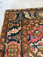 6'5 x 10'2 Deep Coral Persian Heriz / Large Antique Rug - Blue Parakeet Rugs