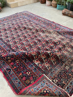 7'5 x 10'1 Antique Persian Paisley Mashhad rug #2238 / 8x10 Vintage Rug - Blue Parakeet Rugs