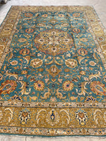 9'1 x 12'4 Antique Persian French blue ground Tabriz Rug (#2418ML) - Blue Parakeet Rugs