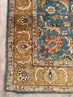9'1 x 12'4 Antique Persian French blue ground Tabriz Rug (#2418ML) - Blue Parakeet Rugs