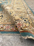 9'1 x 12'4 Antique Persian French blue ground Tabriz Rug (#2418ML) - Blue Parakeet Rugs
