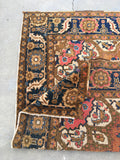 6'5 x 10'2 Deep Coral Persian Heriz / Large Antique Rug - Blue Parakeet Rugs