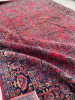 8'9 x 12'5 Antique Persian Sarouk rug #2420 / 9x12 Sarouk - Blue Parakeet Rugs