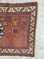 4’5 x 7’ Antique Kazak rug #2556ML - Blue Parakeet Rugs