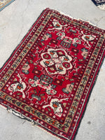 2' x 2'9 Vintage Persian Scatter Rug #2634 - Blue Parakeet Rugs