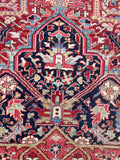 11'1 x 15'6 Antique Oversize Heriz Tribal rug with coral and French blue #2083 / 11x16 Vintage Rug - Blue Parakeet Rugs