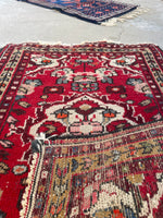 2' x 2'9 Vintage Persian Scatter Rug #2634 - Blue Parakeet Rugs