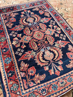 1'11 x 2'6 Antique Navy Mohajeran Sarouk #2241 / 2x3 Vintage Rug - Blue Parakeet Rugs