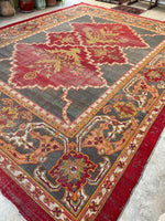 11x14 Antique Agra rug #2243 / 11x14 Vintage Rug - Blue Parakeet Rugs
