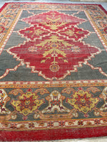 11x14 Antique Agra rug #2243 / 11x14 Vintage Rug - Blue Parakeet Rugs