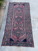 2'7 x 5'1 Antique coral Persian rug #1941 / 3x5 vintage rug - Blue Parakeet Rugs