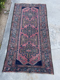 2'7 x 5'1 Antique coral Persian rug #1941 / 3x5 vintage rug - Blue Parakeet Rugs
