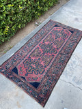 2'7 x 5'1 Antique coral Persian rug #1941 / 3x5 vintage rug - Blue Parakeet Rugs