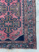 2'7 x 5'1 Antique coral Persian rug #1941 / 3x5 vintage rug - Blue Parakeet Rugs